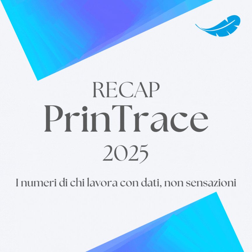 Copertina del Recap PrinTrace 2025: i numeri di chi lavora con dati, non sensazioni